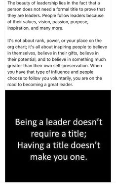 an article about being a leader doesn't require a title having a title doesn't make you one