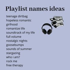 the words playlist names ideas with headphones