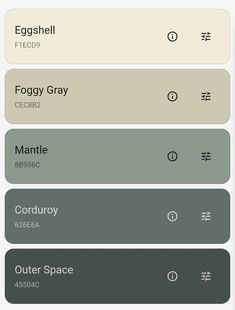 an iphone screen showing the different colors in each section, including white and grays