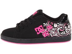 DC Pixie Paisley W Black/Pink - 6pm.com Pink Dc Shoes, Outfit Chart, Baddie Shoes, Skater Fits, Dc Shoes Women, Pretty Sneakers, Pretty Heels, Scene Outfits, Awesome Shoes