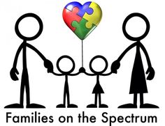 a family holding hands with the words families on the spectrum above it and a heart shaped puzzle piece