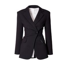 The jacket is made of fleshy, slightly thicker twill with a visible structure of the weave. The gentle line of the shoulders slightly protruding beyond the figure and the lower lapels drawing the feminine hip line. The waist is very much accentuated by the fit and the folds of the material formed after fastening, which strongly marks the hourglass line. Will make a perfect match with MONICA DESIGNER BLACK Pants. Wear also with tight trousers and heels or a midi skirt and high boots.Due to the th Black Womens Suit, Ladies Coat Design, Lipstick Red, Woman Suit Fashion, Blazer Designs, Red Blazer, Most Wanted, Oui Oui, Coat Design