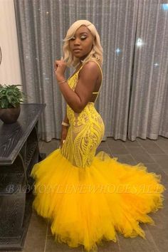 Yellow Prom Dresses, Yellow Prom Dress, Yellow Mermaid, Yellow Prom, Cheap Prom Dresses Long, Prom Dresses Black, Prom Dresses Black Girls Slay, Spaghetti Strap Prom Dress