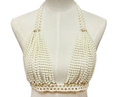 2024 Hot selling personality bra exaggerated pearl body chain vest set chain necklace women Shoulder Chain Jewelry, Pearl Body Chain, Jóias Body Chains, Swimsuit Jewelry, Chain Necklace Women, Vest Set, Dangle Necklaces, Cluster Necklace, Pearl Choker Necklace