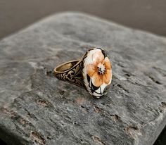 Cameo Ring, Vintage Cameo Ring, Duck Cameo Ring, Flower Cameo Ring, Retro Cameo Ring, Unique Gift Idea for Her - Etsy Vintage Adjustable Cameo Rings, Vintage Brass Engraved Ring For Wedding, Vintage Gold Enamel Ring With Cabochon, Vintage Brass Engraved Wedding Ring, Unique Antique Finish Rings As Gift, Vintage Engraved Brass Wedding Ring, Vintage Bronze Handmade Rings, Vintage Bronze Signet Ring For Gift, Vintage Bronze Signet Ring Gift