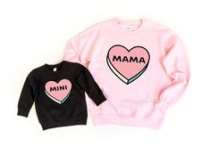 Mama Heart Sweatshirts, Mini Heart Sweatshirts, Matching Mom And Mini Sweatshirts, Mothers Day Sweatshirts,Gift For Her,Couple Outfits,AKR41 If you want any color which is not listed please contact us. HOW TO ORDER: 1) Please Select Shirt Size and Style 2) Please Select Shirt Color 3) Please Type Your Customization 4) Add to Your Cart CARE INSTRUCTIONS - - Machine wash cold, inside-out, gentle cycle with mild detergent and similar colors. - Use non-chlorine bleach, only when necessary. No fabric Cute Long Sleeve Mother's Day T-shirt, Cute Long Sleeve T-shirt For Mother's Day, Matching Long Sleeve Tops For Mother's Day, Cute Long Sleeve Tops For Mother's Day, Long Sleeve Tops With Heart Graphic As Gift, Heart Graphic Long Sleeve Top As Gift, Long Sleeve Tops With Heart Graphic For Gift, Long Sleeve T-shirt With Heart Graphic For Gift, Graphic Print Long Sleeve Top