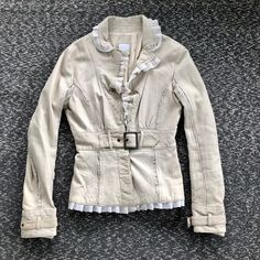 Paola Frani Leather Jacket. In Pre-Loved Condition. Size Is Italian 38. Cream Long Sleeve Leather Jacket, Paola Jacket, Luxury Long Sleeve Beige Leather Jacket, Vintage Beige Fitted Leather Jacket, Cream Leather Long Sleeve Jacket, Leather Jackets, Jackets & Coats, Jackets For Women, Leather Jacket