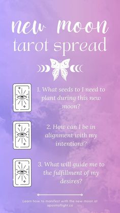 the instructions for how to make a moon tarot spread with pictures and text on it