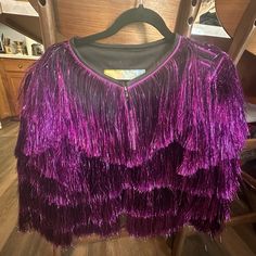 Brand New Never Worn Lavender Haze Fringe And Co Jacket. Just In Time For Taylor Swifts Final Us Leg Of Her Tour! Show Up Dazzling In The Lavender Haze Fringe Jacket. Size Small Fits Loose So Would Fit Size Xs-M Bnwt Purple Long Sleeve Outerwear For Party, Purple Long Sleeve Party Outerwear, Purple Outerwear For Evening In Fall, Purple Fall Party Outerwear, Lavender Haze, Fringe Jacket, Show Up, Just In Time, In Time