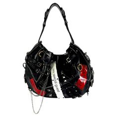 Punk Style Leather Party Bag, Edgy Party Bags With Chain Strap, Punk Leather Party Bag, Punk Style Shoulder Bag With Metal Hardware, Dolce And Gabbana Bag, Black Leather Punk Shoulder Bag, Punk Shoulder Bag With Metal Hardware, Dolce And Gabbana Purse, Black Gothic Shoulder Bag