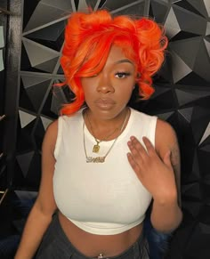 Orange Wig, Teenage Hairstyles, Human Virgin Hair, Dark Skin Women, Baddie Hairstyles, Stylish Hair, Bad Hair, Black Girls Hairstyles, Hair Waves