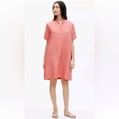 Eileen Fisher Dress Womens Size Xl Red Pink Delave Dyed Mandarine Collar Shirt Dress. Henly Button Closure. Lagenlook 100% Organic Linen Msrp $258. Color Is Bright Sandstone. Made In Indonesia. Machine Wash Cold. New Without Tags See Photos For Measurements. Pink Linen Shift Dress, Collar Shirt Dress, Eileen Fisher Dress, Collared Shirt Dress, Womens Shift Dresses, Organic Linens, Collar Shirt, Eileen Fisher, Pink Red