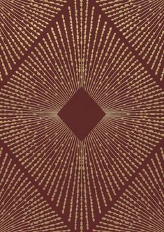 a red and gold pattern with lines in the center, on a brown background that looks like it has been made out of paper