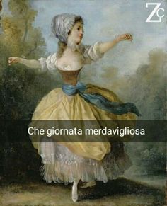 an image of a woman in a dress with the words, che giornata merdavigliosa