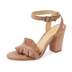 Step into femininity with our Nude Ruffle Chunky Heel Open Toe Ankle Strap Sandals for Women. These sandals feature a delightful ruffle detail, open toe design, and a comfortable chunky heel for a charming and stylish look. Handcrafted US sizing. Fits true to size. Heel Height: 3" / 80 mm approx Product measurements were taken using size 8. Please note that measurements may vary by size. Delightful ruffle detail adds a touch of femininity and charm. Open toe design for a breathable and fashionable feel. The chunky heel provides comfort and stability with a stylish lift. The ankle strap enhances the overall chic look. Neutral nude color for easy pairing with different styles. Feminine Sandals With 4-inch Block Heel, Feminine Beige Sandals With Round Toe, Feminine Beige Low Heel Sandals, Beige Ankle Strap Heels With Stacked Heel, Feminine Beige High Heel Sandals, Feminine Stacked Heel Ankle Strap Heels, Feminine Sandals With Heel Strap And Block Heel, Feminine Ankle Strap Heels With Stacked Heel, Feminine Heels With Ankle Strap In Medium Width