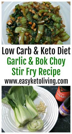 Low Carb Garlic & Bok Choy Stir Fry Recipe – How to cook a simple and easy Keto Vegetable Side Dish. Side Dish Low Carb, Healthy Stir Fry Sauce, Stir Fry Low Carb, Choy Recipes, Keto Vegetables, Easy Stir Fry Recipes, Garlic Recipe, Keto Sides, Low Carb Ideas