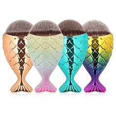 Makeup Brushes set Beauty Tool Cinidy 4pcs Fish Scale Fishtail Bottom Powder Foundation Blush Contour Cosmetic Brush *** Want additional info? Click on the image. (This is an affiliate link) #MakeupBrushesTools Fish Makeup, Mermaid Makeup Brushes, It Cosmetics Foundation, Cosmetic Kit, Silicone Makeup, Blush Powder, Batons Matte, Makeup Brush Storage, Makeup Brush Set Professional