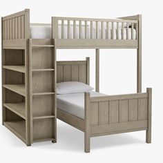 the bunk bed is made up and ready to be used as a child's bed