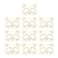 a bunch of panda faces drawn in different ways with the same line on each side