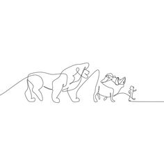 a line drawing of two dogs chasing each other