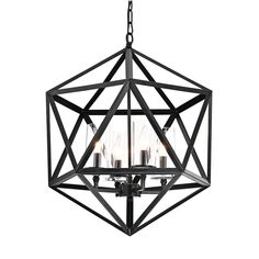 a black chandelier with four lights hanging from the bottom and one light in the middle