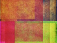 an abstract painting with different colors and shapes on it's surface, including squares