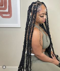 Jumbo Twist Black Women, Jumbo Twists Hairstyles For Black Women, Twist Braids Hairstyles Jumbo, Passion Twists Hairstyle Jumbo, Cute Long Braided Hairstyles, Large Bohemian Twist, Large Boho Passion Twists, Jumbo Twists With Braiding Hair, Large Twists Black Women