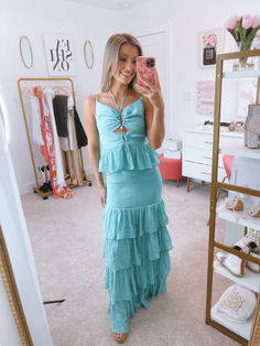 Tiffany Blue Color, Smocked Maxi Dress, Feels Like Summer, Vacay Outfits, Preppy Dresses, Event Outfit, Summer Fits, Summer Breeze, Romper Dress