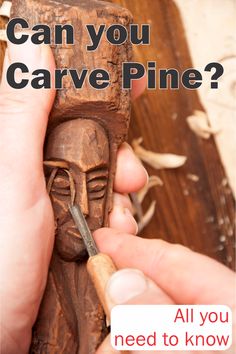 a person carving a piece of wood with the words can you carve pine?