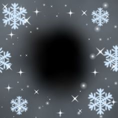 a black hole surrounded by snowflakes on a gray background with white sparkles