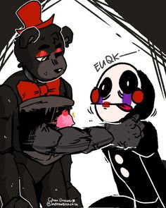 a drawing of a man holding a panda bear in his arms and another person wearing a top hat