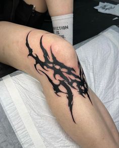 tattoo, y2k, y2k tattoo, tribal tattoo, tattoo inspo Dark Abstract Tattoo, Scratch Tattoo, Emo Tattoos, Wicked Tattoos, Scary Tattoos, Knee Tattoo, Dark Tattoo, Black Ink Tattoos