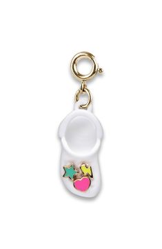 Your kiddo will ace their accessory game with this playful charm that clips onto their favorite CHARM IT! bracelet or necklace. Adult supervision strongly recommended; jewelry presents choking hazard and should be removed when infant or small child is unattended Goldtone plate/enamel Imported Playful White Jewelry With Charms, Adjustable White Shoe Charms As Gifts, Adjustable White Shoe Charms As A Gift, Personalized Adjustable White Charms, Personalized White Adjustable Charms, White Novelty Jewelry With Charms, Fun White Plastic Jewelry, Playful White Plastic Jewelry, Fun White Shoe Charms For Gift