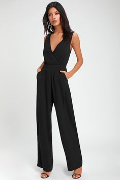 Sexy Black Jumpsuit - Wide-Leg Jumpsuit - Black Lace Jumpsuit - Lulus Black Backless Jumpsuits, Black Lace Jumpsuit, Outfit Elegantes, Rompers Dressy, Backless Jumpsuit, Lace Jumpsuit, Strapless Jumpsuit, One Piece Outfit, Jumpsuit Fashion