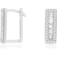 Royal 18K White Gold Huggie Earrings with Round and Baguette Diamonds - 0.51 Carat Total Diamond Weight Luxury Baguette Cut Lab Grown Diamond Earrings, Luxury White Linear Earrings With Prong Setting, Formal Diamond White Earrings With Baguette Diamonds, White Gold Baguette Diamond Earrings For Formal Occasions, Formal Baguette Cut Diamond Earrings, Diamond Baguette Earrings For Formal Occasions, Baguette Diamond Earrings For Formal Occasions, Classic Evening Baguette Diamond Earrings, Diamond White Baguette Cut Diamond Earrings