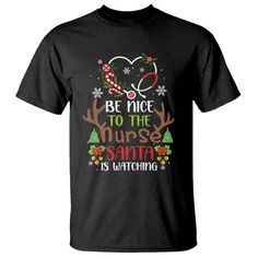 Be Nice To The Nurse Santa is Watching Funny Christmas T Shirt TS09 Sport Gray Printyourwear Funny Christmas Tshirts, The Nurse, Dark Forest Green, Christmas T Shirt, Be Nice, Dark Forest, Funny Christmas, Nurse Gifts, Christmas Tshirts