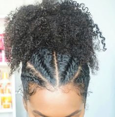 Change up your puff with some cornrows Hairstyles Protective, Makeup Tip, Natural Hair Updo, Cornrow