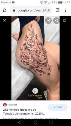 a woman's thigh with flowers on it and the words google com search below