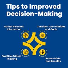 a blue book cover with the words tips to improve decision - making and other information