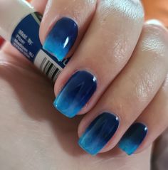 Blue Acrylic Nails Ideas Coffin, Dark Blue To Light Blue Ombre Nails, Blue Cruise Nails, Navy Ombre Nails Dark Blue, How To Do Ombre Acrylic Nails, Hombre Blue Nails, Blue Ombre Dip Nails, White To Blue Ombre Nails, Red And Blue Ombre Nails