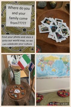 collage of photos with words and pictures on them that say where do you and your family come from?