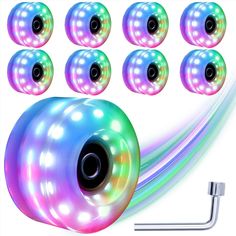 Tanzfrosch 8 Pack Roller Skate Wheels with Bearings Installed Luminous Quad Light Up Wheels for Double Row Skating and Skateboard 82A 32mm x 58mm Roller Skate Parts, Green Lights