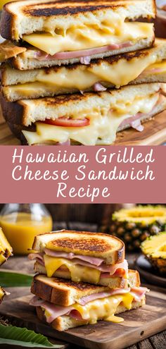 hawaiian grilled cheese sandwich recipe with pineapples in the background