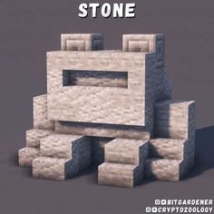 an image of a stone building made out of blocks with text overlaying it