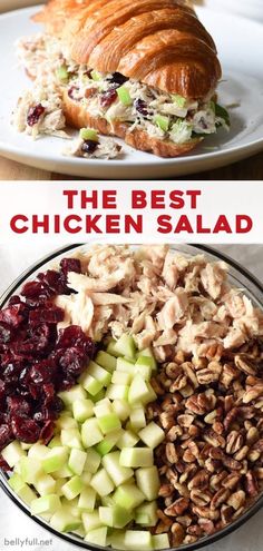 chicken salad with cranberries, apples, and pecans in the middle is shown