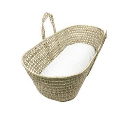 an empty wicker basket on a white background