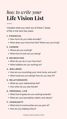 Life Vision List, Vision List, Life Vision, Trening Fitness, Writing Therapy, Get My Life Together