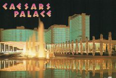 the caesar palace hotel and casino is lit up at night