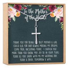 Mother of the Bride Necklace Bride Quotes, Infinity Cross, Dear Ava, Bride Necklace, My Dream Came True, Best Mother, Blank Card, Stamped Jewelry, Heartfelt Gifts