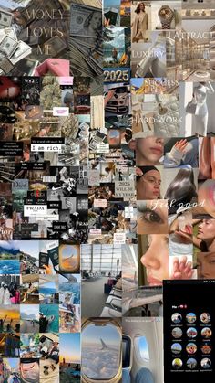 a collage of many different images with words and pictures on them, all over the place